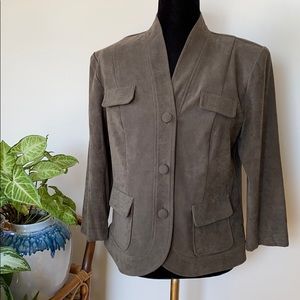 Army green suede look Sag Harbor jacket size 8